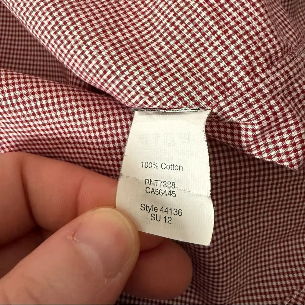 Thomas Mason J Crew Shirt Mens Sz L Red Gingham Checkered Long Sleeve Office